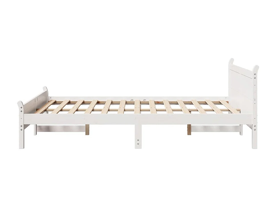 Letto senza Materasso Bianco 150x200 cm Legno Massello di Pino