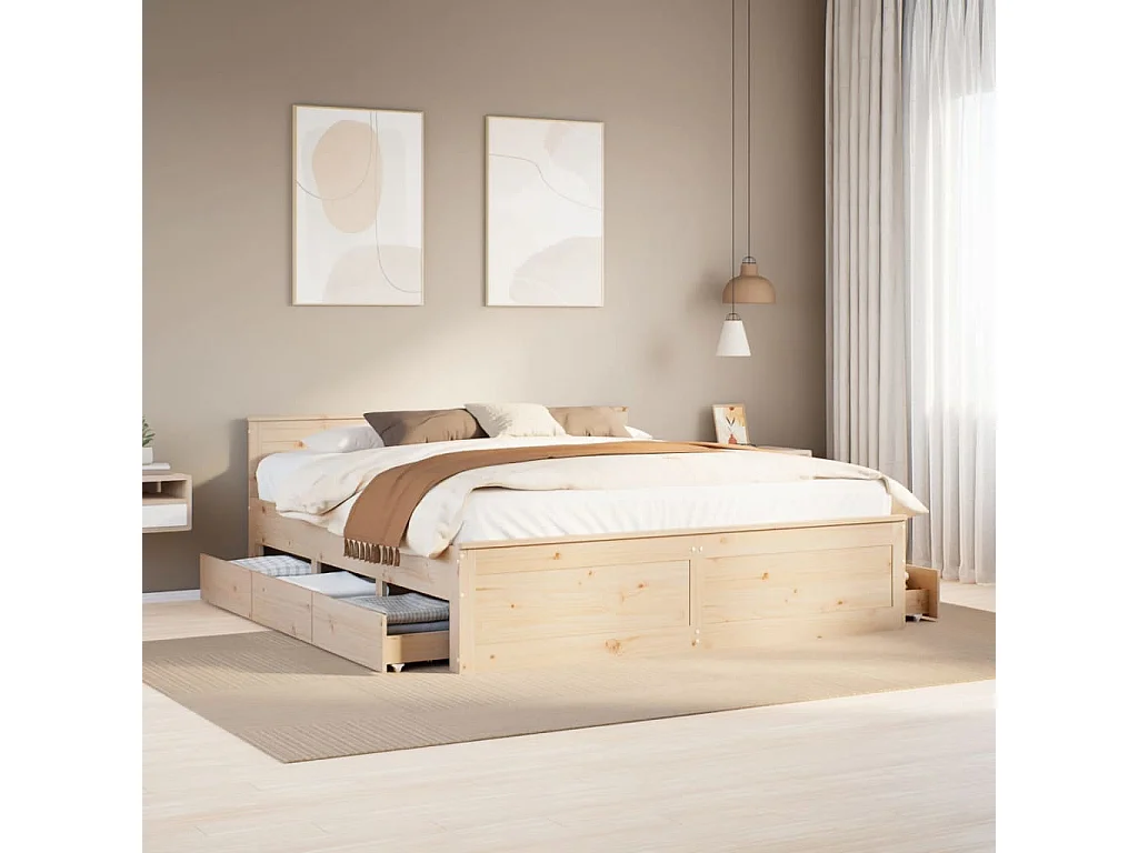 Giroletto senza Materasso con Testiera 200x200 cm Massello Pino