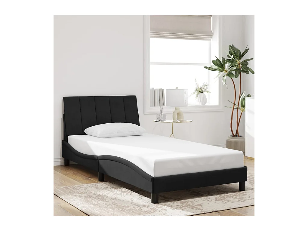 Estructura de cama sin colchón terciopelo negro 100x200 cm