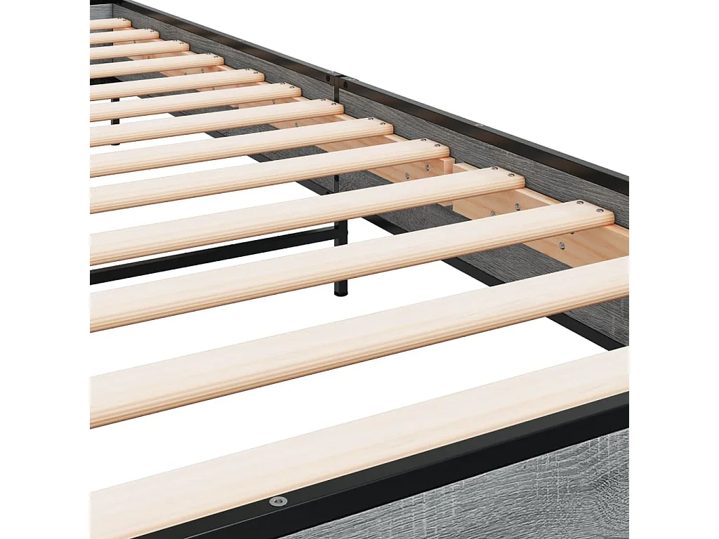 Estructura cama madera ingeniería metal gris Sonoma 100x200 cm