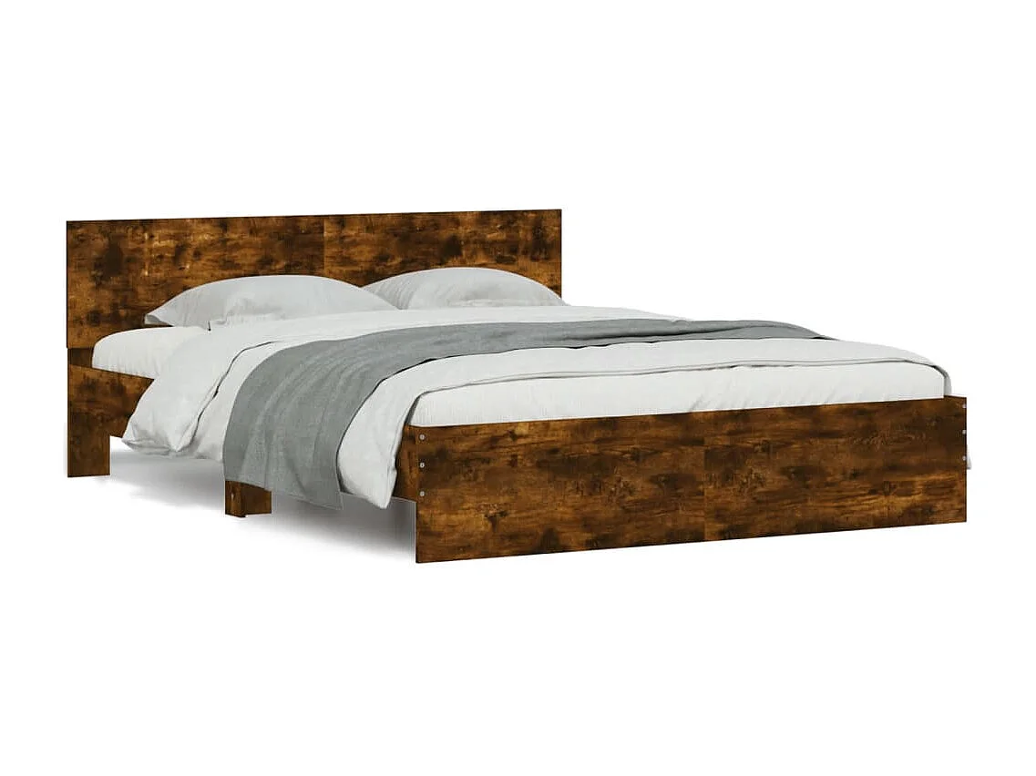 Bedframe met hoofdeinde gerookt eikenkleurig 140x190 cm