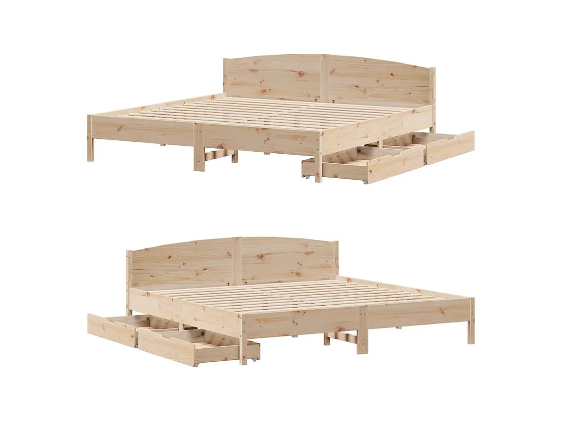 Cadre de lit sans matelas 200x200 cm bois massif de pin