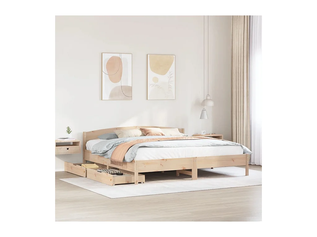 Cadre de lit sans matelas 200x200 cm bois massif de pin