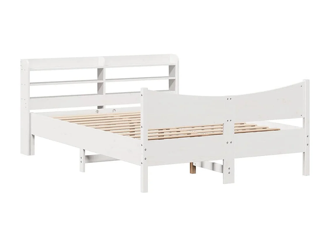 Giroletto con Testiera Bianco 120x190 cm Legno Massello di Pino