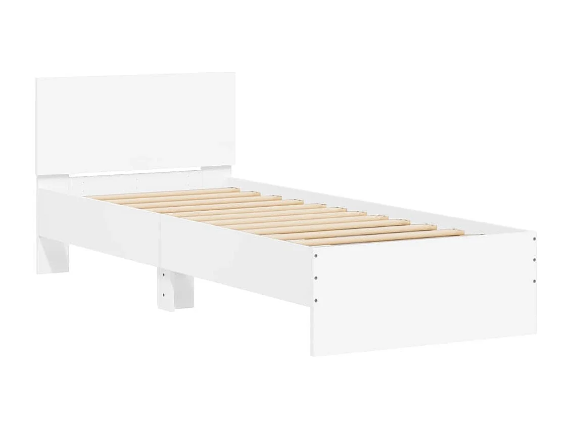 Cadre de lit sans matelas avec tête de lit blanc 75x190 cm