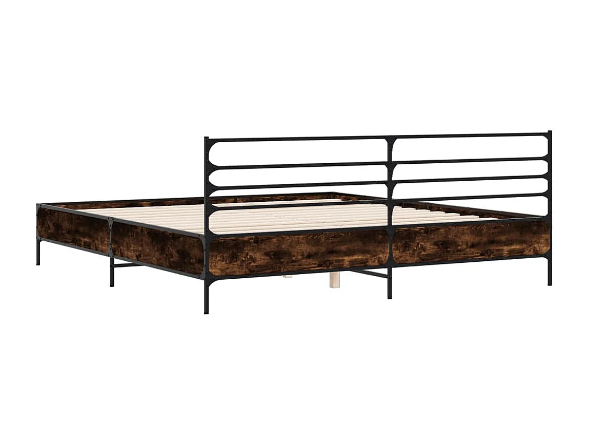 Cadre de lit sans matelas chêne fumé 200x200 cm