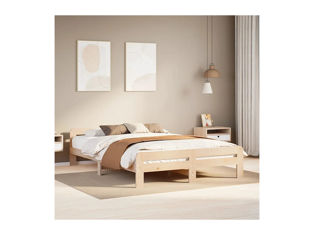 Bedframe zonder matras massief grenenhout 150x200 cm