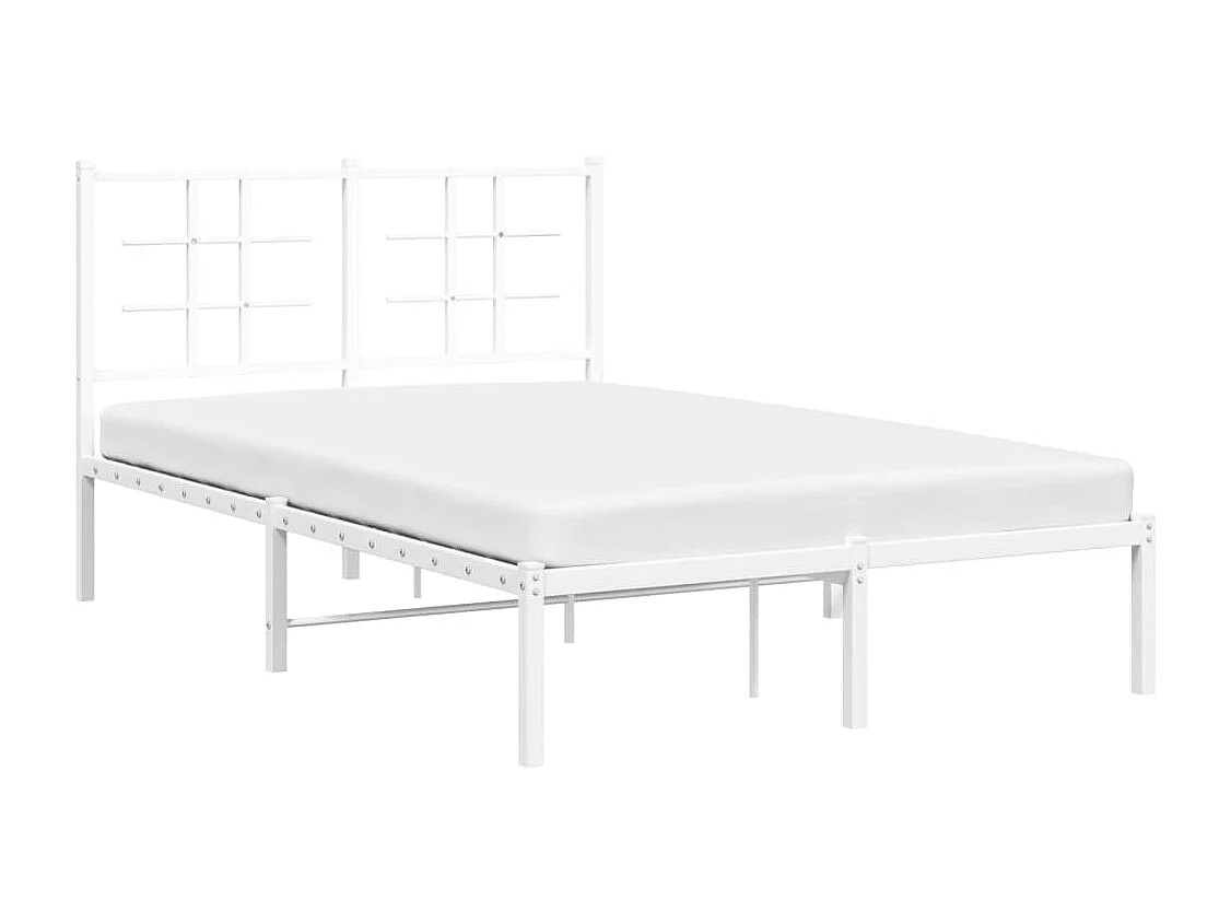 Cadre de lit métal sans matelas et tête de lit blanc 120x190 cm