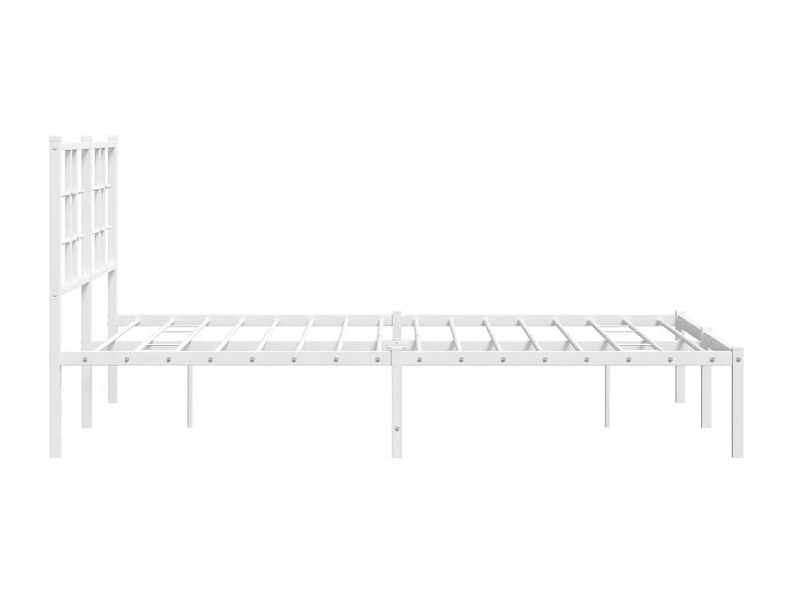Cadre de lit métal sans matelas et tête de lit blanc 120x190 cm