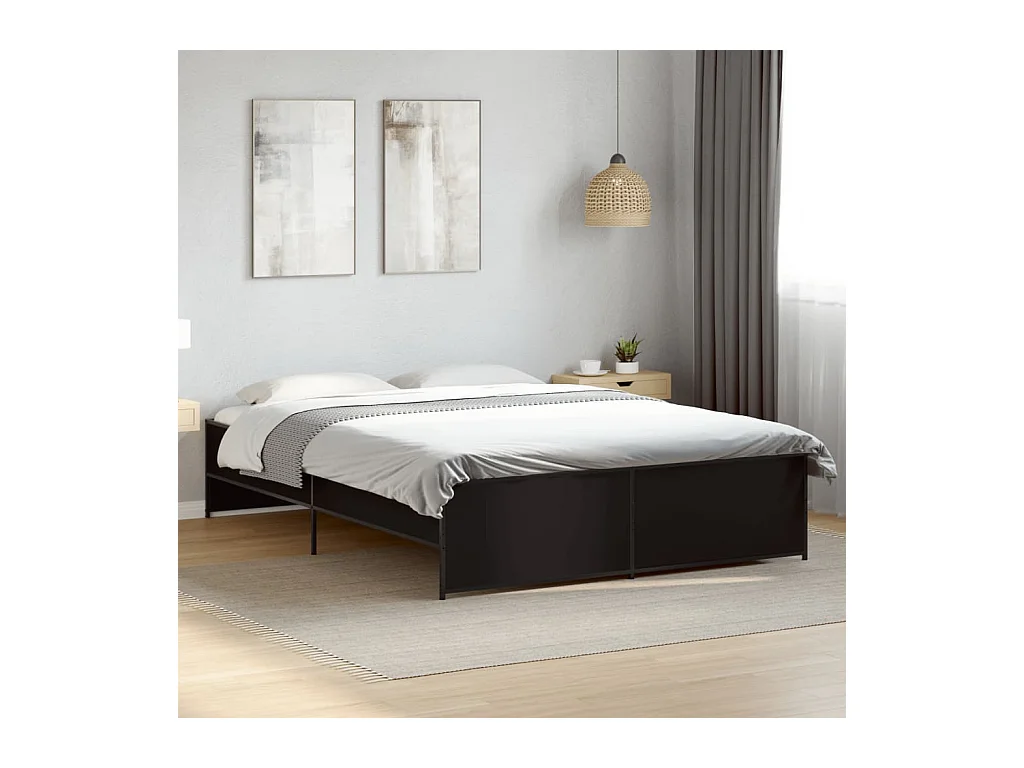 Cadre de lit sans matelas noir 150x200 cm