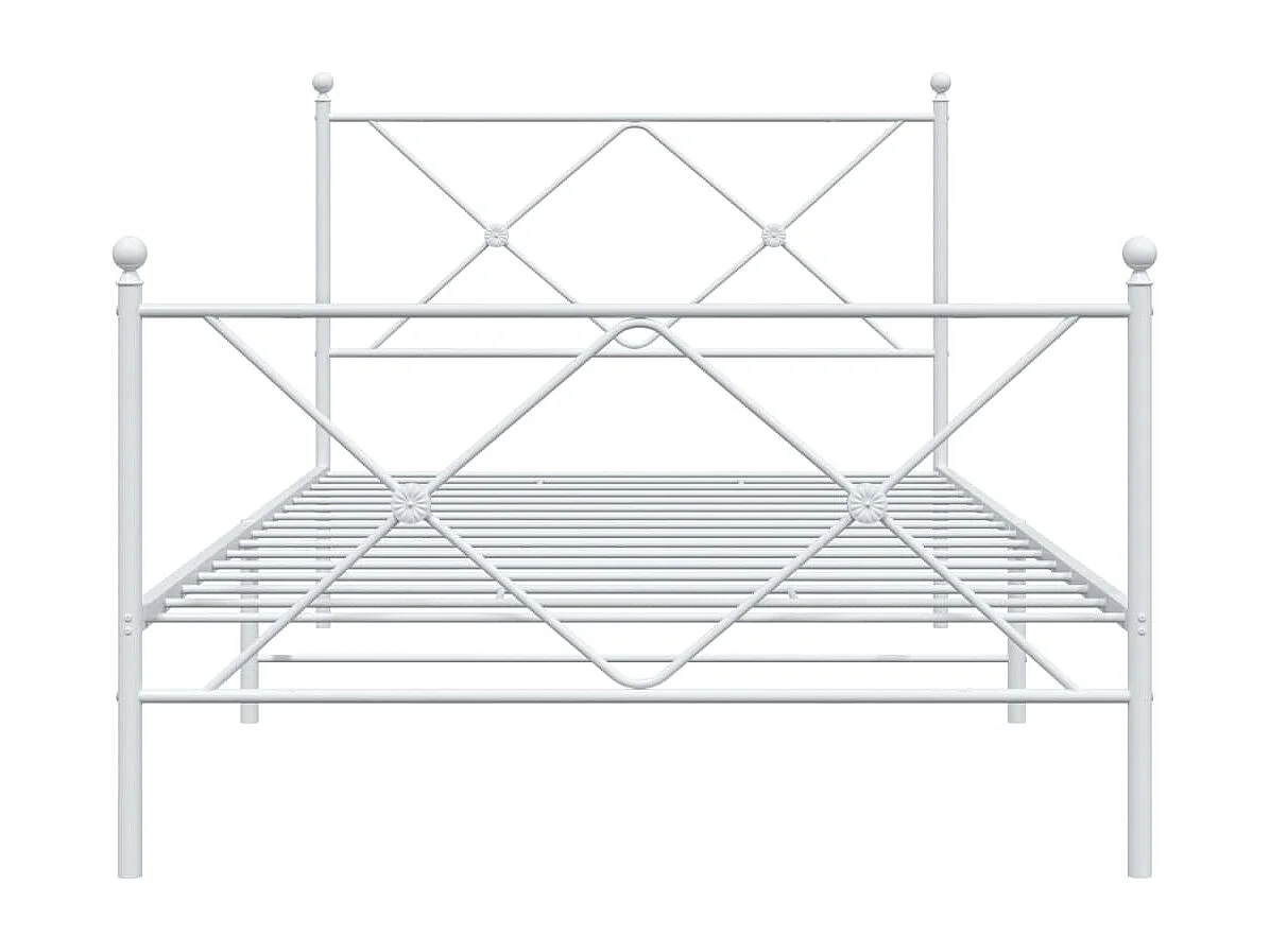Giroletto con Testiera e Pediera Metallo Bianco 100x190 cm