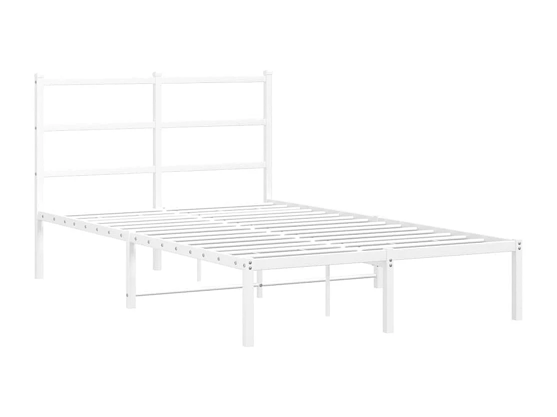 Cadre de lit métal sans matelas et tête de lit blanc 120x190 cm