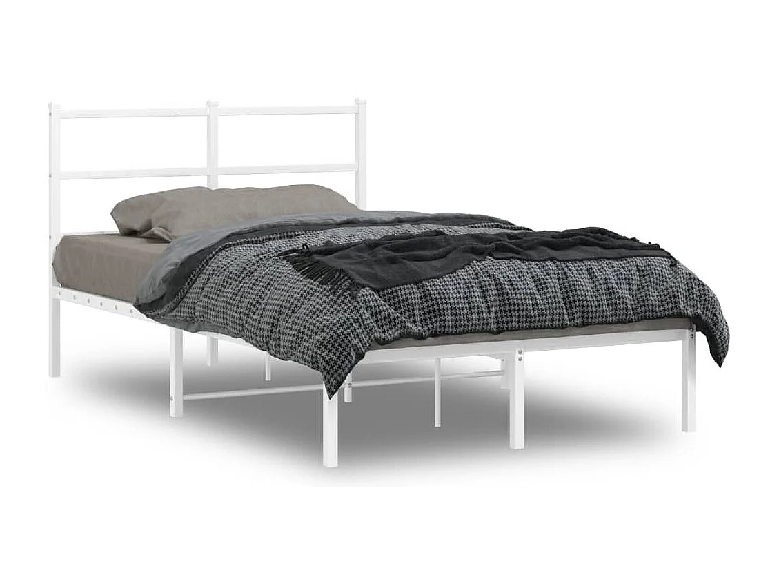 Estructura cama sin colchón con cabecero metal blanco 120x190cm