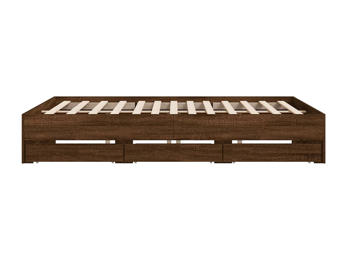 Cadre de lit avec tiroirs sans matelas chêne marron 200x200 cm