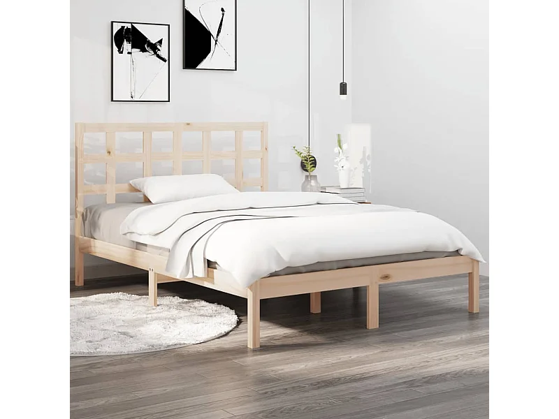 Estrutura de cama casal 135x190 cm madeira maciça