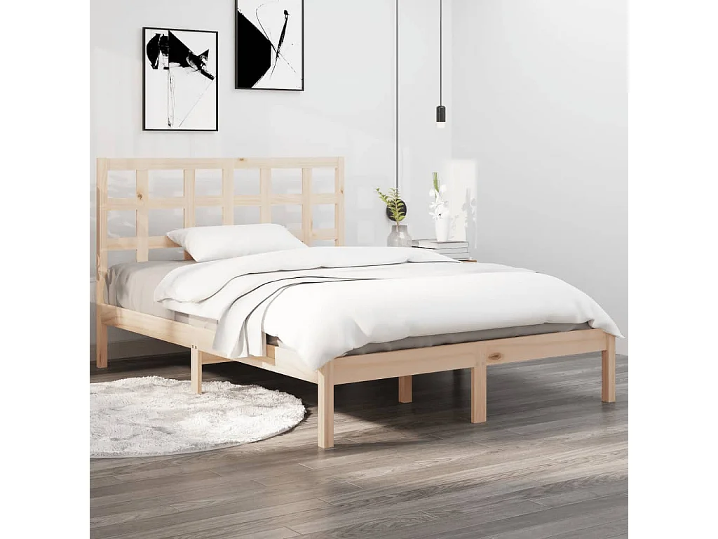 Cadre de lit sans matelas 135x190 cm bois massif