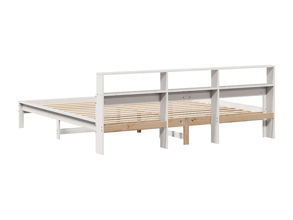 Cadre de lit sans matelas blanc 200x200 cm bois massif de pin