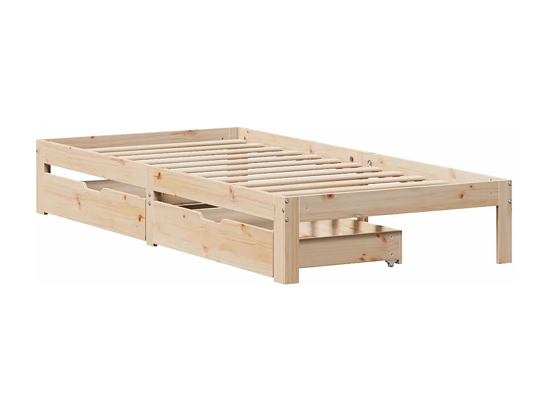 Estrutura de cama com gavetas 90x190 cm madeira de pinho maciça