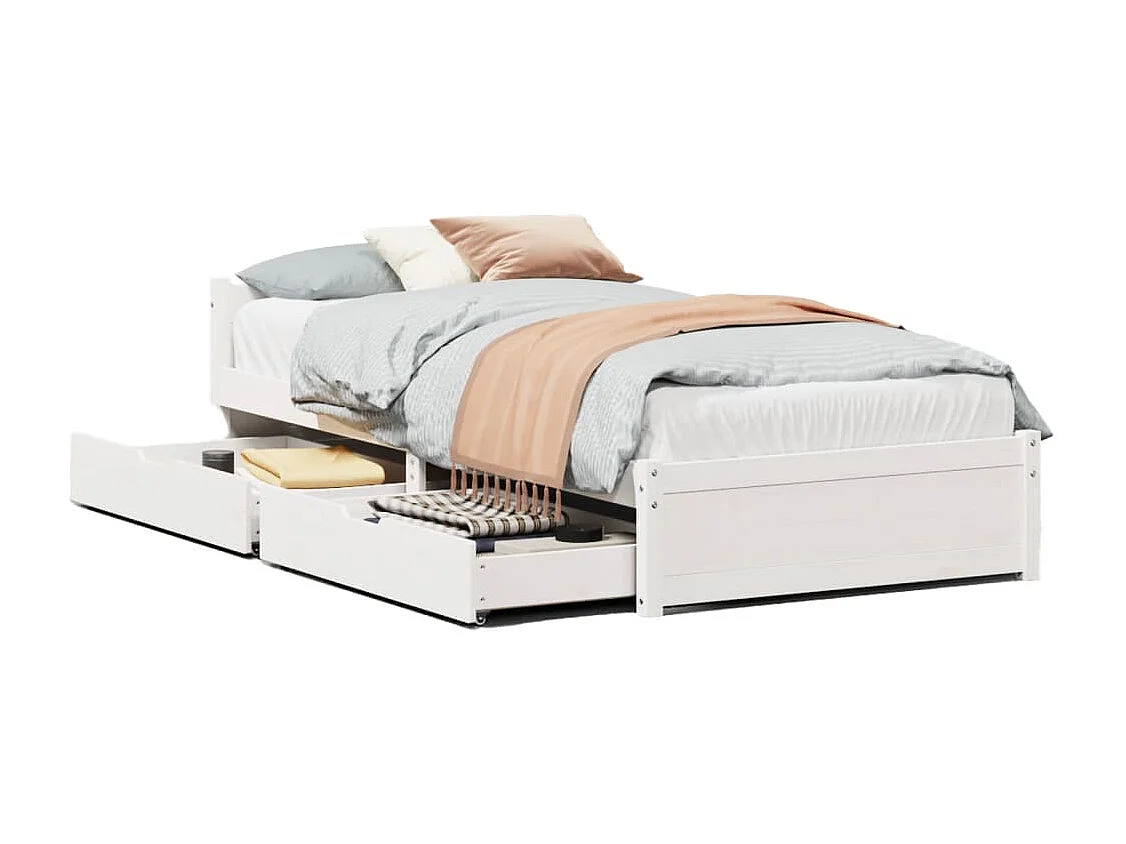 Letto senza Materasso Bianco 90x200 cm Legno Massello di Pino