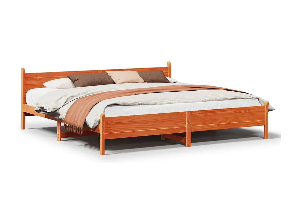 Cadre de lit sans matelas cire marron 180x200cm bois pin massif