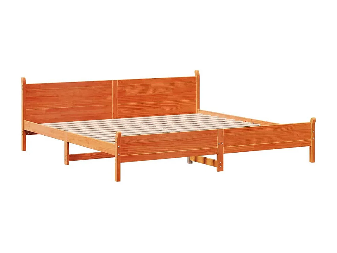 Cadre de lit sans matelas cire marron 180x200cm bois pin massif
