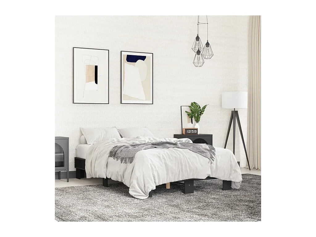 Cadre de lit sans matelas noir 120x200 cm