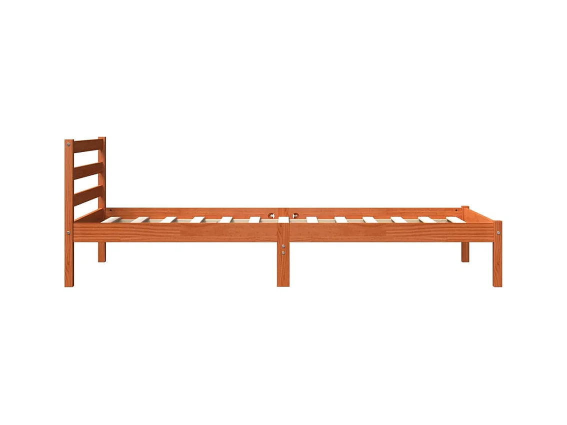 Bedframe zonder matras massief grenenhout wasbruin 100x200 cm