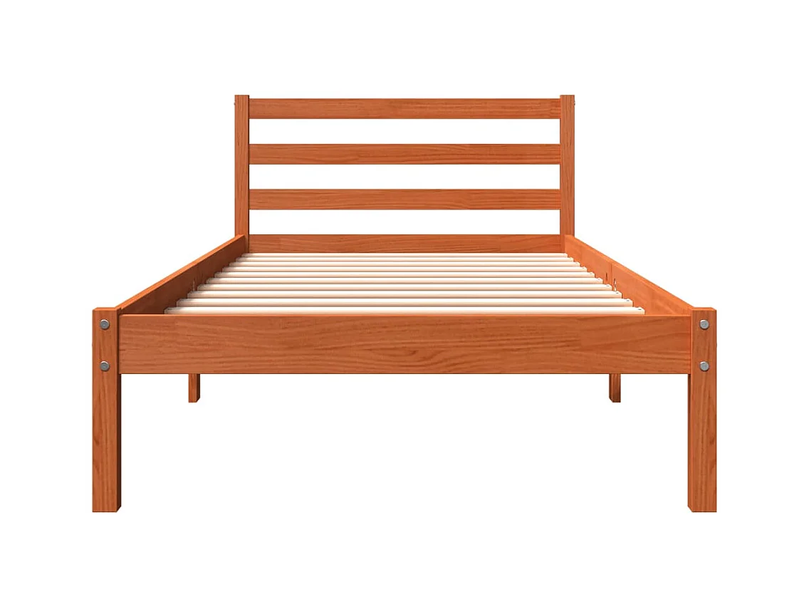 Bedframe zonder matras massief grenenhout wasbruin 100x200 cm