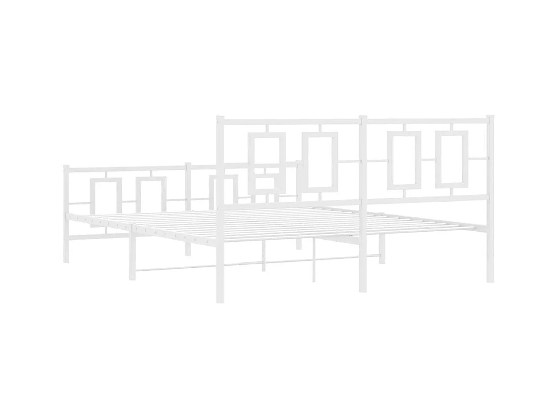 Bedframe met hoofd- en voeteneinde metaal wit 150x200 cm