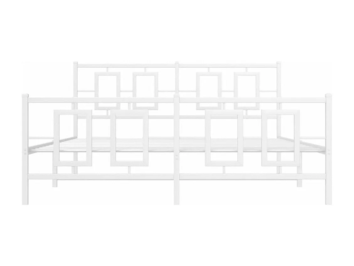 Cadre de lit métal sans matelas et pied de lit blanc 150x200 cm