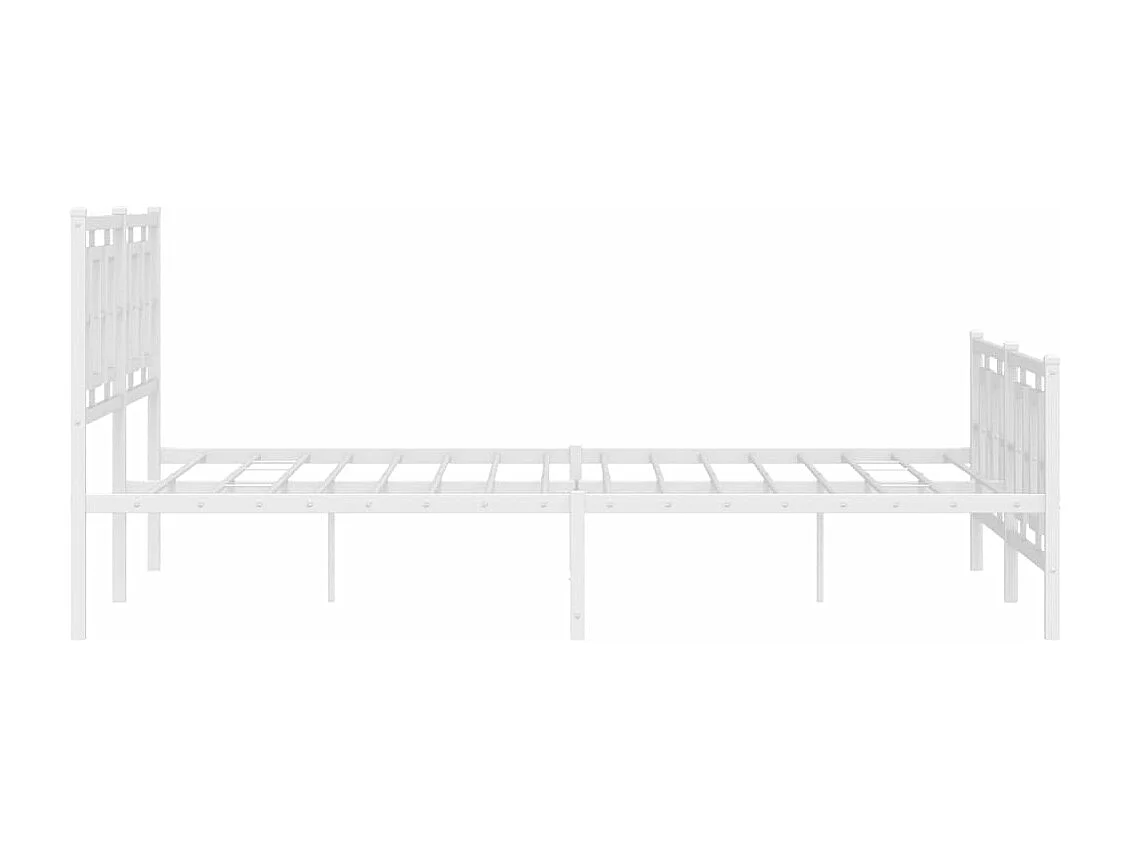 Cadre de lit métal sans matelas et pied de lit blanc 150x200 cm