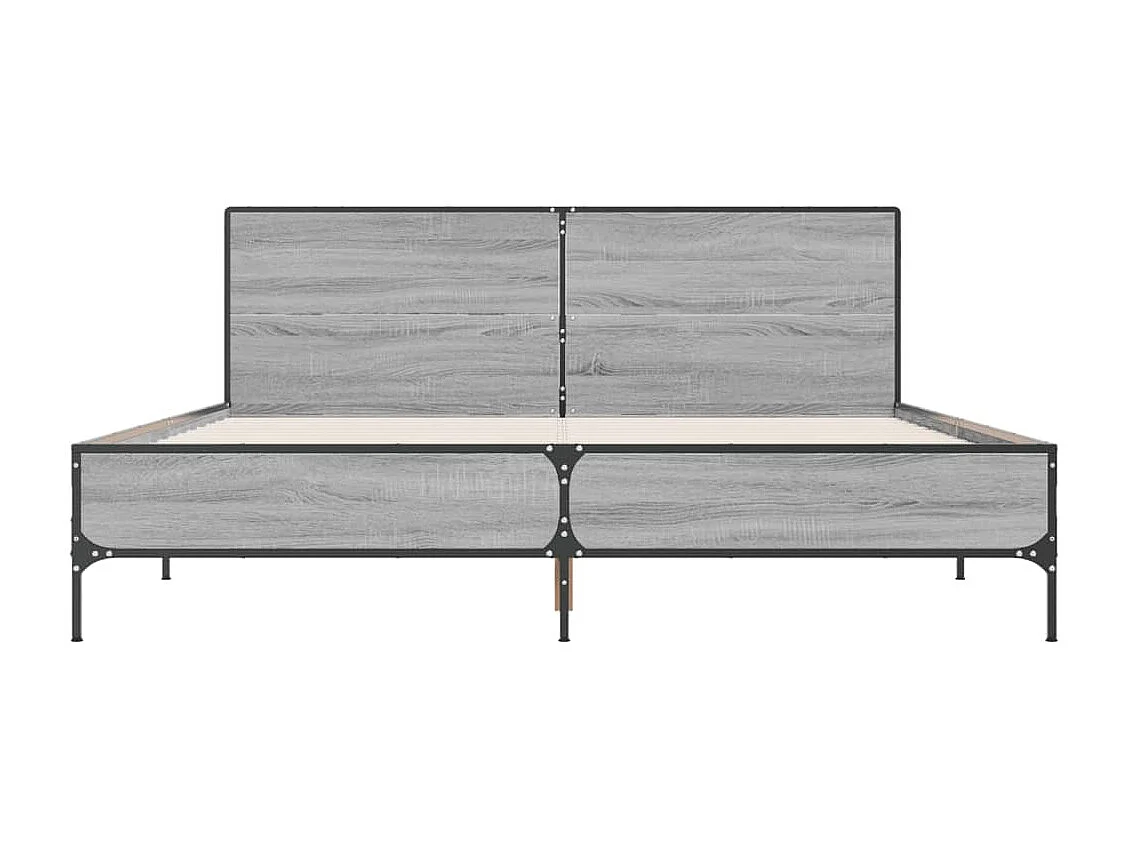 Bettgestell Grau Sonoma 135x190 cm Holzwerkstoff und Metall