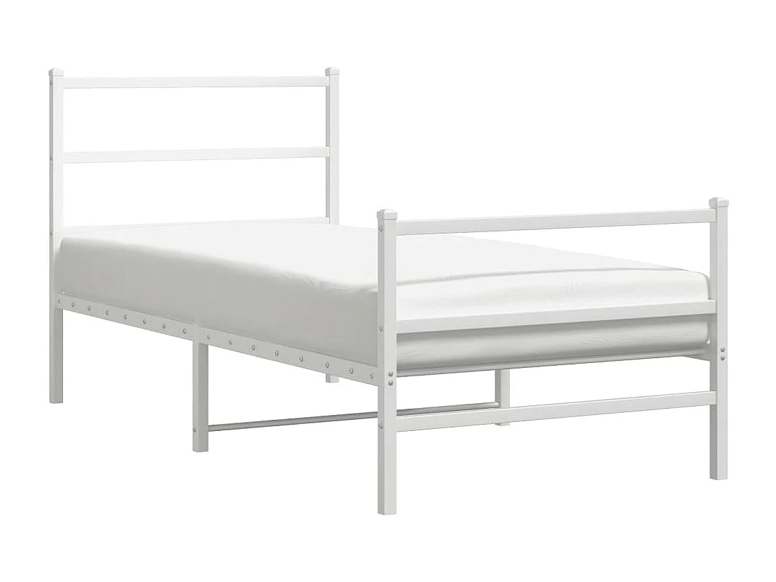 Estrutura de cama com cabeceira e pés 90x200 cm metal branco