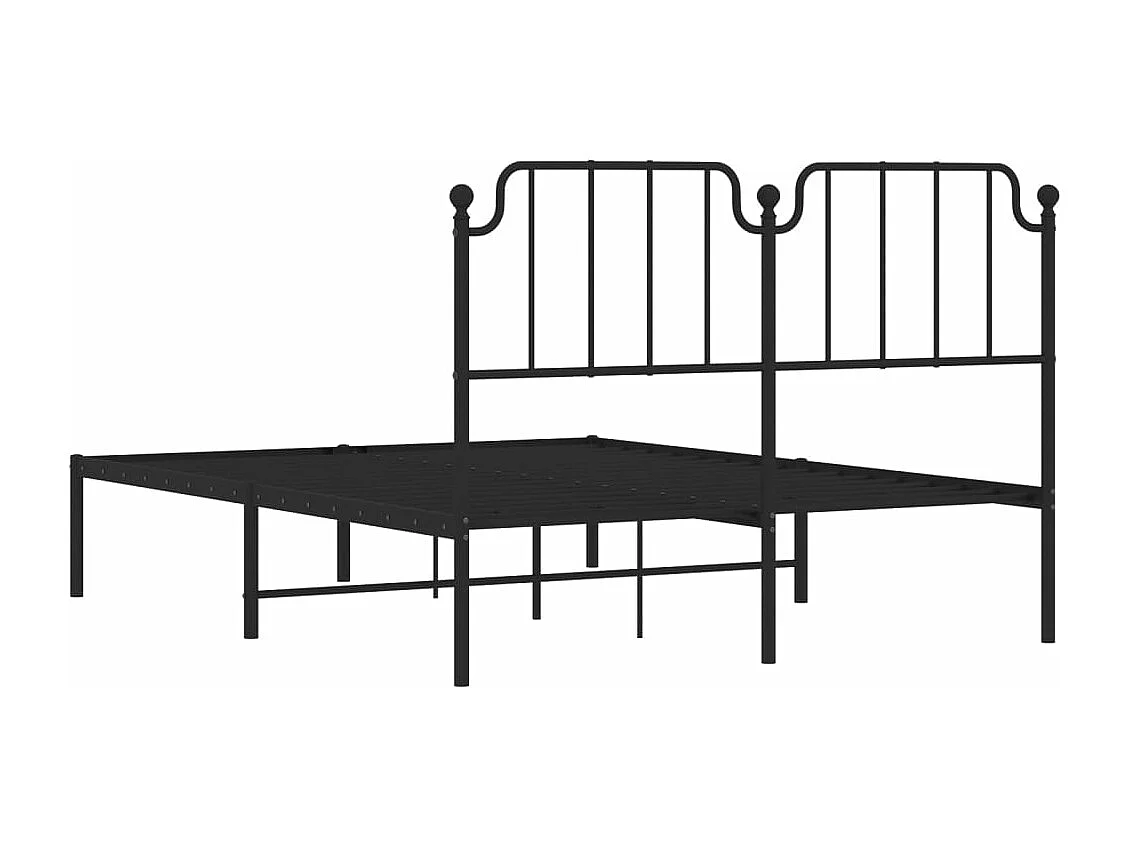 Cadre de lit métal sans matelas avec tête de lit noir 140x190cm