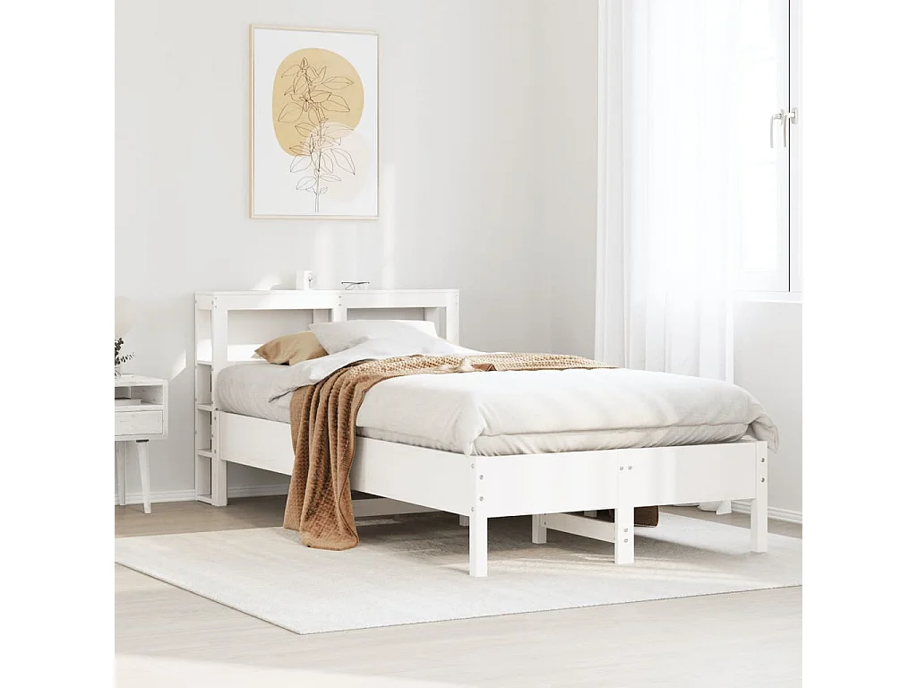 Cadre de lit sans matelas blanc 75x190 cm bois de pin massif