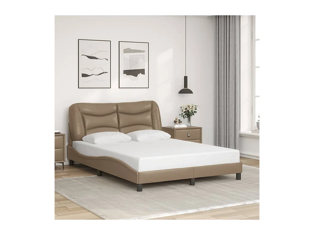 Cadre de lit sans matelas cappuccino 140x200 cm similicuir
