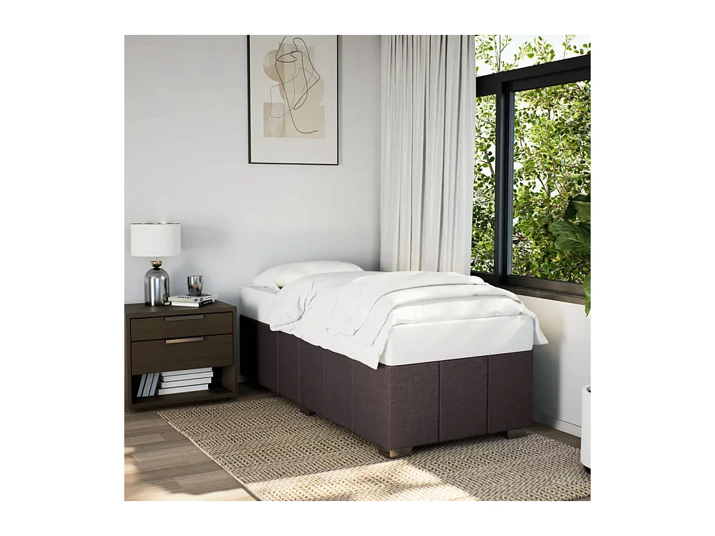 Estructura de cama sin colchón tela marrón oscuro 80x200 cm