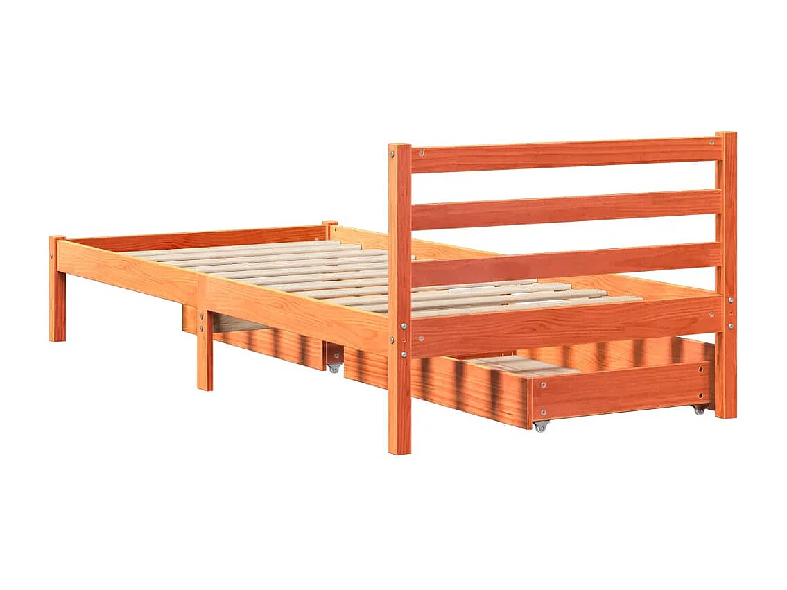 Letto senza Materasso Marrone Cera 90x190 cm in Legno di Pino