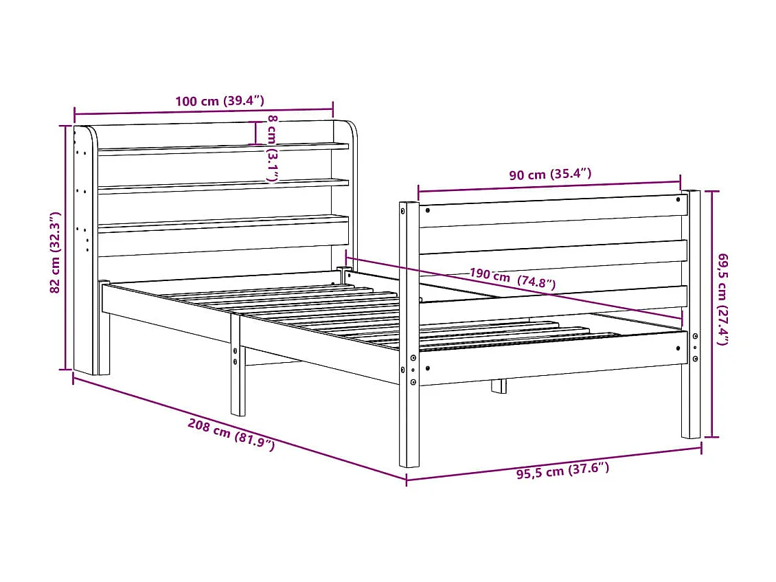 Bedframe zonder matras 120x200 cm stof zwart