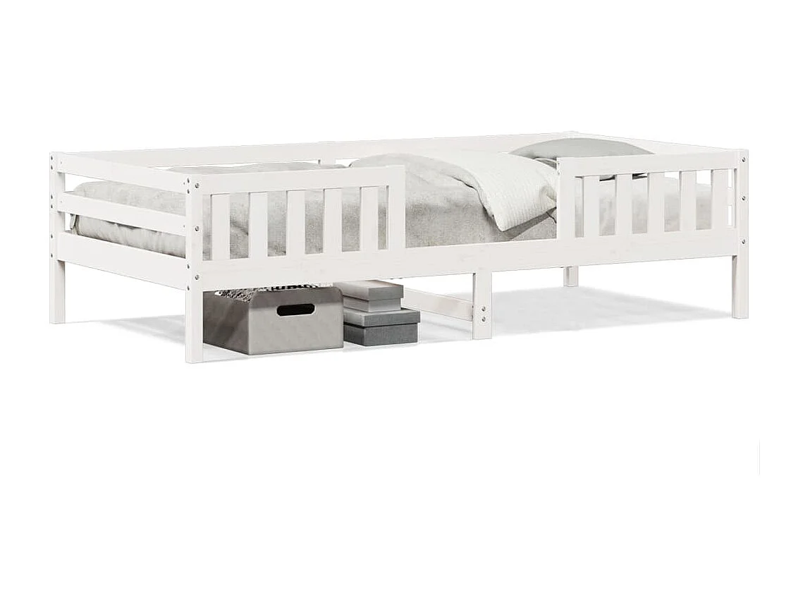 Bedframe zonder matras massief grenenhout wit 90x200 cm