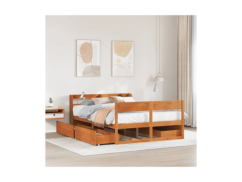 Giroletto senza Materasso Marrone Cera 140x200cm Massello Pino