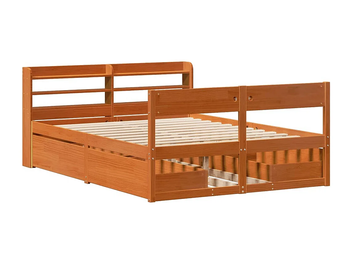 Cadre de lit sans matelas cire marron 140x200cm bois pin massif