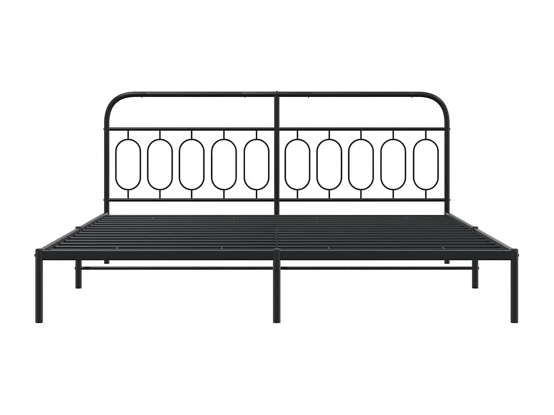 Cadre de lit métal sans matelas avec tête de lit noir 200x200cm