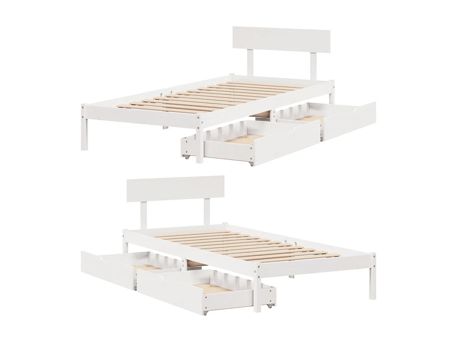 Estructura de cama sin colchón madera maciza blanca 90x190 cm