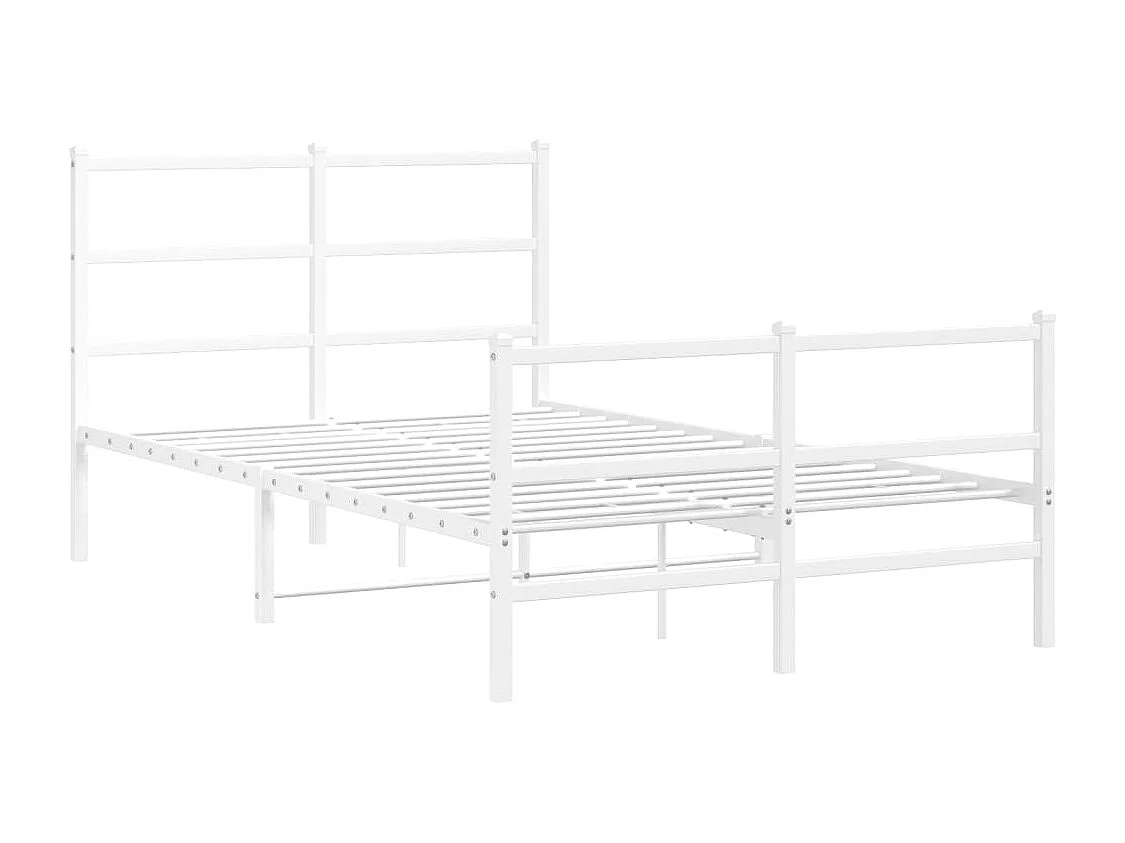 Giroletto con Testiera e Pediera Metallo Bianco 120x200 cm