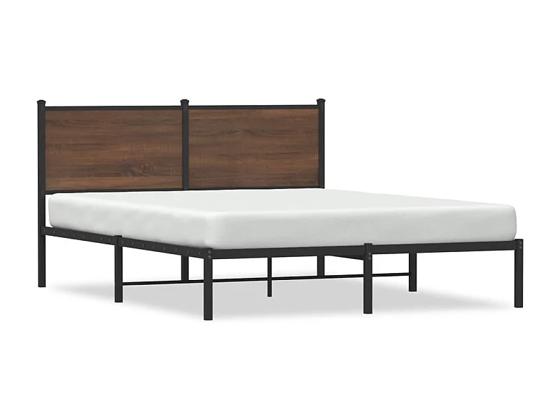 Cadre de lit en métal sans matelas chêne marron 140x190 cm