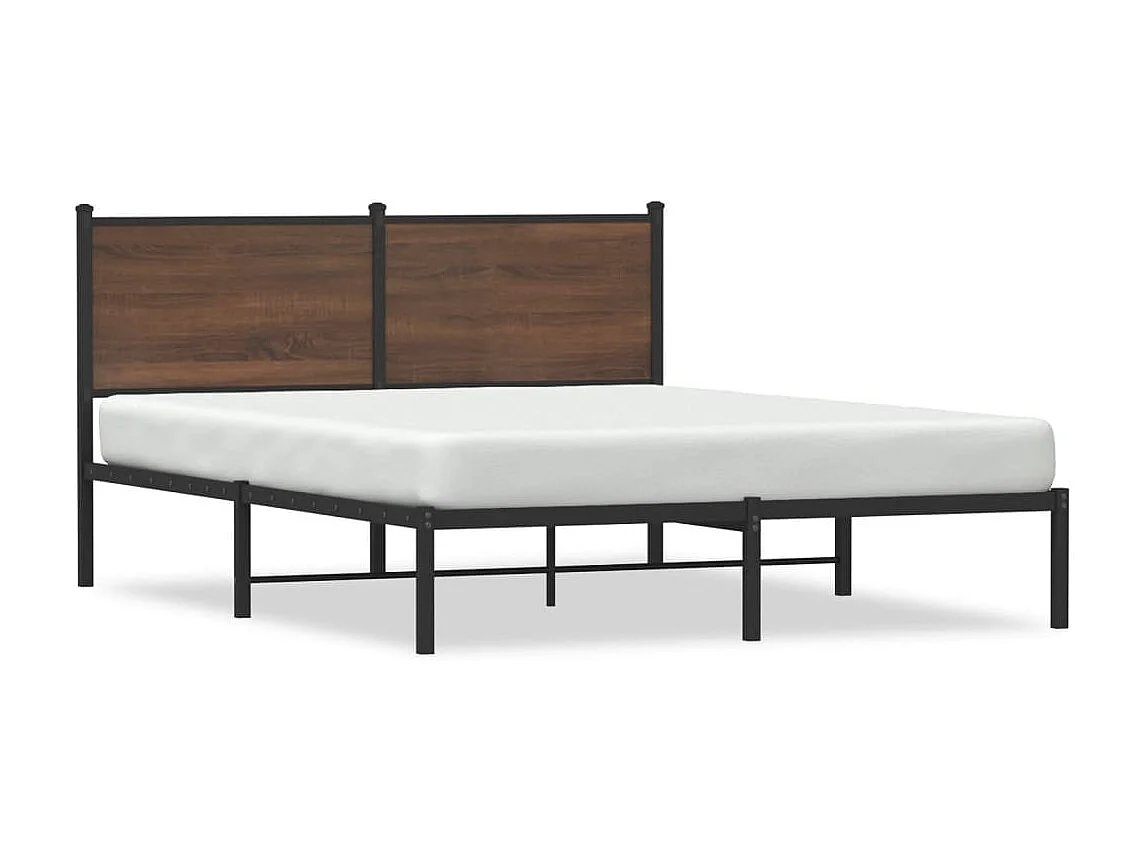 Cadre de lit en métal sans matelas chêne marron 140x190 cm