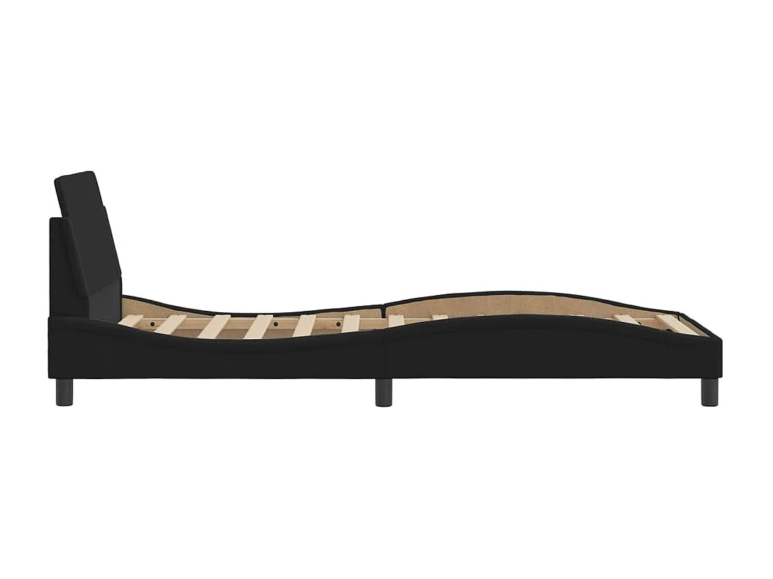 Cadre de lit avec tête de lit sans matelas noir 90x190 cm tissu
