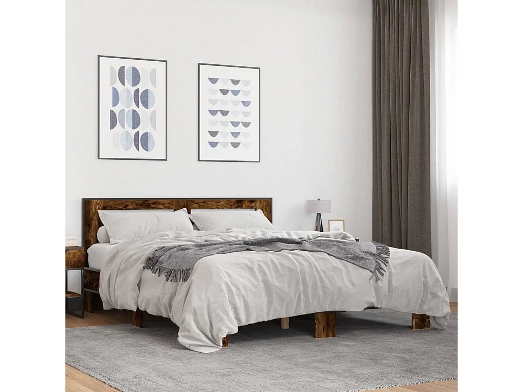 Estrutura de cama 150x200 cm derivados madeira/metal