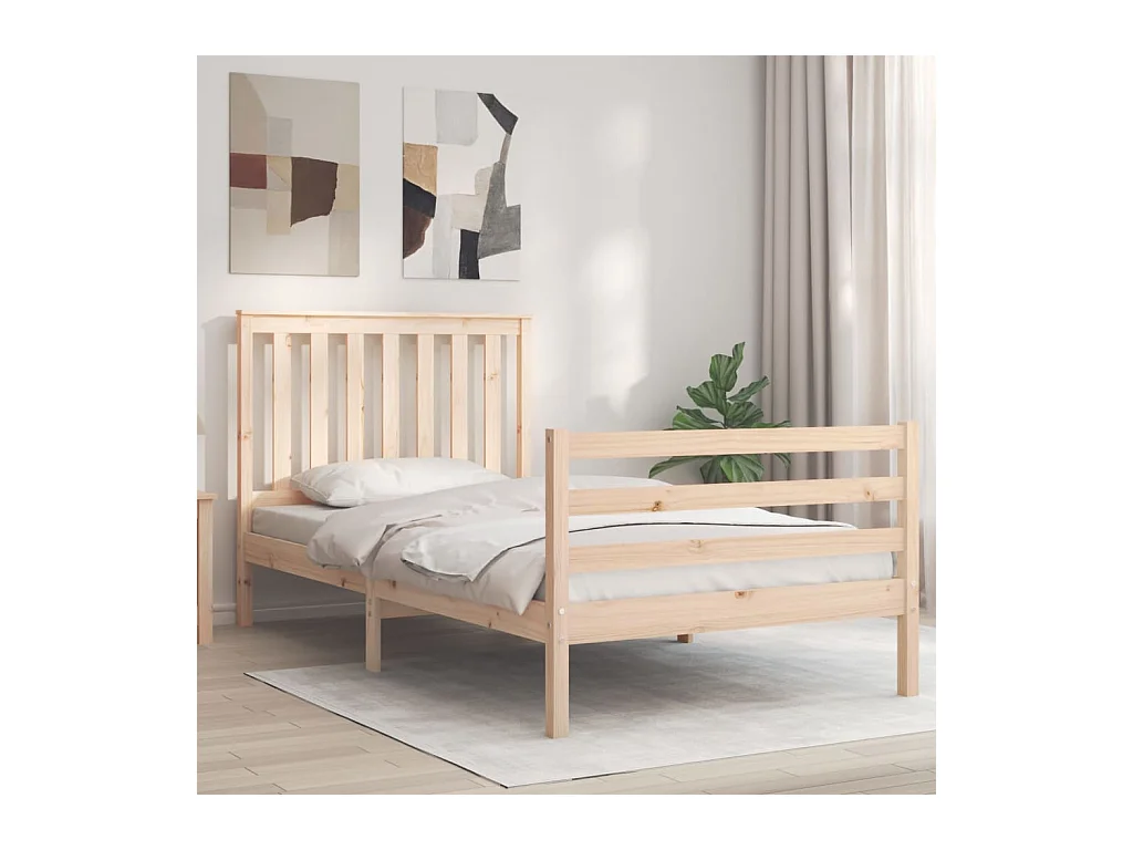 Estructura de cama con cabecero madera maciza 100x200 cm